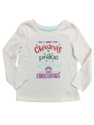 Infant & Toddler Girls Peace Rainbows & Unicorns Christmas Long Sleeve Shirt