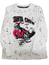 Boys White Santa Crew Long Sleeve Tee Shirt Christmas Keepin It Chill T-Shirt