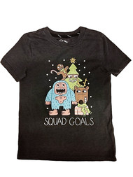 Boys Black Reindeer Squad Goals Tee Shirt Christmas T-Shirt Small (6/7)