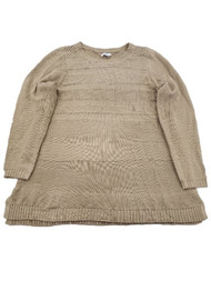 Womens Plus Tan Brown Horizontal Stripes Long Sleeve Knit Sweater Top Shirt 2X