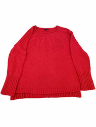 Womens Bright Red Long Sleeve Warm Cable Knit Winter Sweater L