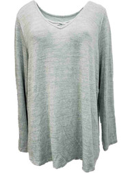 Womens Plus Light Seafoam Green Soft Long Sleeve Lightweight Sweater Shirt