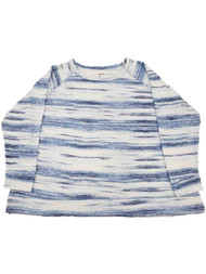 Womens Plus Blue White Stripe Soft Feel Long Sleeve Lightweight Sweater Shirt 3X