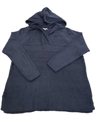 Womens Plus Navy Blue Hooded Knit Super Soft Long Sleeve Warm Winter Sweater 3X