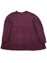 Womens Plus Deep Grape Lattice Knit Soft Long Sleeve Warm Winter Sweater 3X