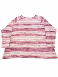 Womens Plus Pink Stripes Soft Feel Long Sleeve Lightweight Sweater Shirt 3X