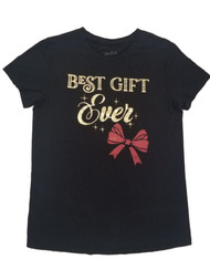 Womens Black & Gold Best Gift Ever Maternity Christmas Holiday T-Shirt