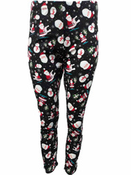 Junior Womens Black Santa Claus Snowman Snowflake Christmas Gift Leggings