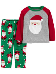 Carters Infant & Toddler Boys Gray Santa Christmas Fleece Holiday Pajama Set