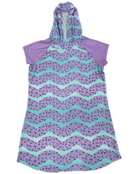 Girls Purple & Mint Green Bubble Dots Hooded Nightgown Sleep Dress