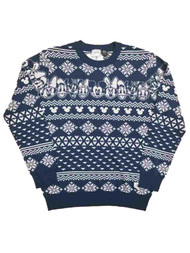 Disney Womens Navy Blue & White Character Long Sleeve Lightweight Knit Sweater