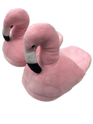 Womens Plush Light Pink Flamingo Slippers Scuffs House Shoes