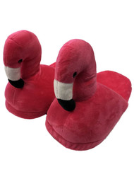 Womens Plush Hot Pink Flamingo Slippers Scuffs House Shoes