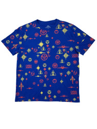 Marvel Mens Blue Captain Marvel All Over Print Graphic T-Shirt X-Large