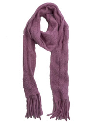 Womens Rosy Lilac Angora Fringe Scarf