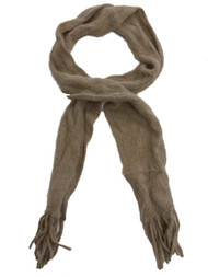 Womens Camel Angora Fringe Scarf