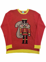 Womens Squirrel Nutcracker Christmas Long Sleeve Lightweight Knit Ugly Sweater