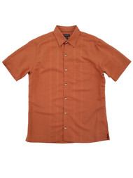 Mens Orange Stripe Classic Fit Air Short Sleeve Button-Down Shirt