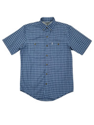 G.H. Bass & Co. Mens Chambray Blue Plaid Short Sleeve Button-Down Shirt S