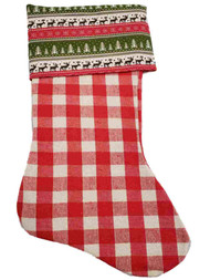 Red Checkered Reindeer Tree Snowflakes Christmas Holiday Gift Present Stocking