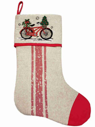 Red Bicycle Snowflakes Christmas Holiday Gift Present Mantel Hanging Stocking