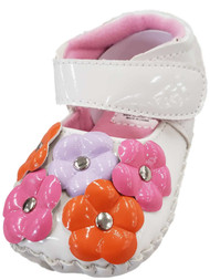 Infant Girls White Pink Purple Studded Flowers Loafer Baby Shoes Mary Jane