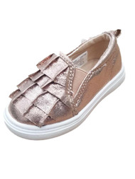 Infant Girls Ruffled Rose Gold Loafers Baby Shoes Mary Janes 3