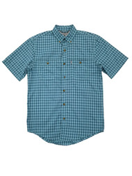 G.H. Bass & Co. Mens Aqua Plaid Short Sleeve Button-Down Shirt S