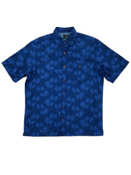 G.H. Bass & Co. Mens Blue Tropical Palm Tree Short Sleeve Button-Down Shirt S