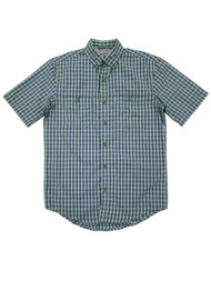 G.H. Bass & Co. Mens Nile Green & Blue Plaid Short Sleeve Button-Down Shirt S