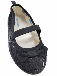 Toddler Girls Black Bow Sequins Sparkle Ballet Flats Shoes