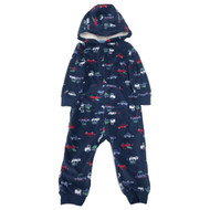 Carters Infant Boys Blue Cars & Trucks Hoodie Jumpsuit Coverall Baby Outfit
