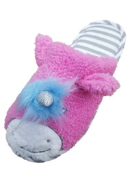 Womens Plush Pink Slide On Unicorn Zebra Slippers Scuffs House Shoes