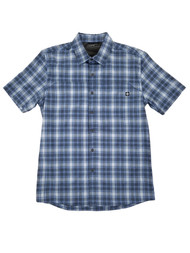 Mens Blue & Gray Plaid Flex Stretch Dri-Tec Short Sleeve Button-Down Shirt S