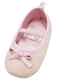 Infant Girls Pale Pink Bow Glitter Sparkle Ballet Flats Baby Shoes