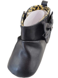 Infant Girls Black Leopard Print Lined Boots Booties Baby Shoes