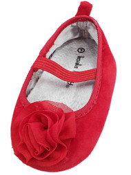 Infant & Toddler Girls Red Flower Ballet Flats Slip-On Shoes