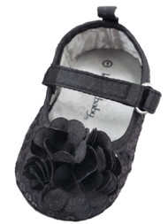 Infant Girls Black Flower Sequin Sparkle Ballet Flats Baby Shoes