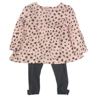 Carters Infant Girls Long Sleeve Pink Leopard Top & Bow Legging Outfit