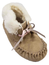 Toddler Girls Light Brown Fuzzy Moccasins Slip-On Boots Booties Shoes