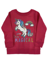 Infant & Toddler Girls Pink Stay Magical Unicorn Fleece Sweatshirt Top Shirt