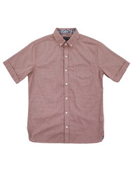 Mens Spiced Coral Plaid Never Tuck Slim Fit Short Sleeve Button-Down Shirt