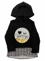 Infant & Toddler Girls Black Peplum Top Smile Hoodie Shirt
