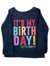 Infant & Toddler Girls Navy Heather It's My Birthday Let's Party Shirt Top