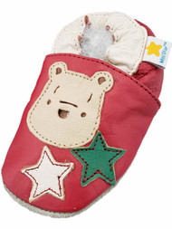 Disney Infant Boys Red Classic Pooh Soft Sole Loafers Baby Shoes Slip-On 0-6M