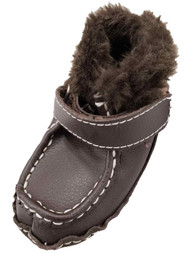 Infant Boys Fuzzy Brown Dress Loafers Moccasins Kids Baby Shoes