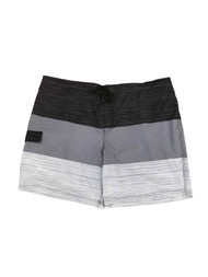Mens Black Gray White Striped E-Board Board Shorts Swim Trunks 3X-Large
