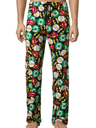 DC Comics Mens Black Justice League Unlimited Lounge Pants Pajama Bottoms