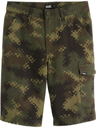 Vans Boys Ranger Green Geometric Camo Cargo Denim Shorts