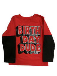 Infant & Toddler Boys Red & Black Birthday Dude Shirt Top Party Shirt